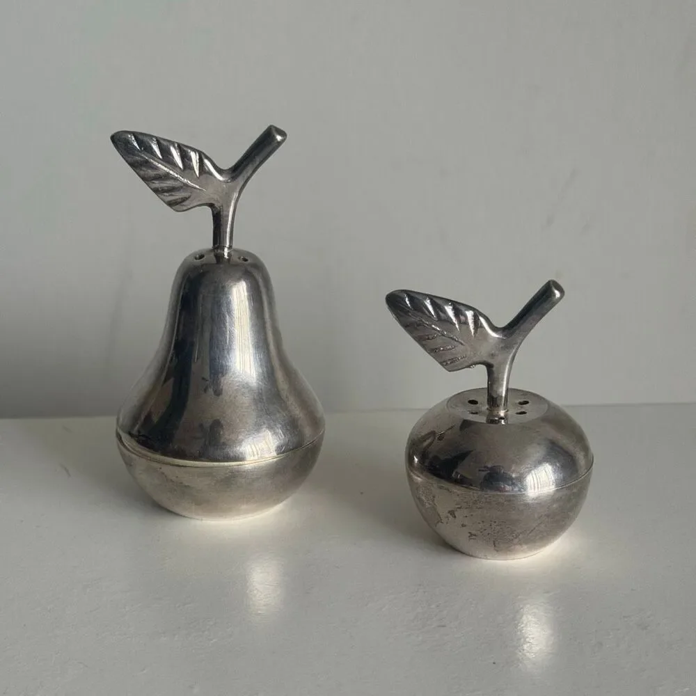 Vintage Silver Plated Apple & Pear Salt And Pepper Shakers